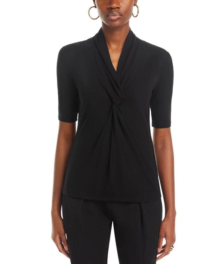 Elbow Sleeve Twist Front Top