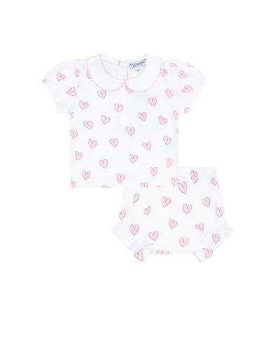 Nellapima Girls' Pink Heart Print Diaper Cover Set - Baby