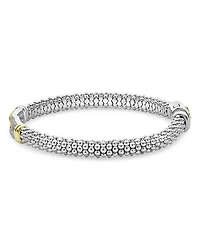 18K Yellow Gold & Sterling Silver Caviar Lux Diamond Interlocking Loop Bead Clip Bracelet - Exclusive