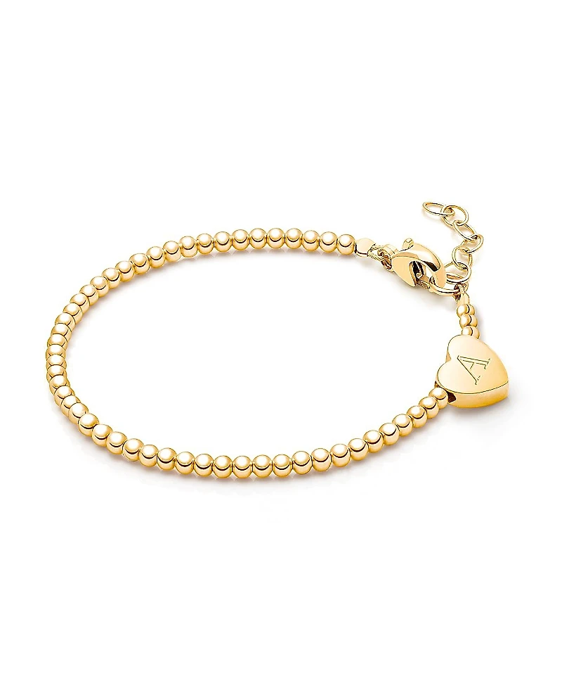 Tiny Blessings Children's 14K Gold Dainty Heart & Engraved Initial Girls' 5.25" Bracelet