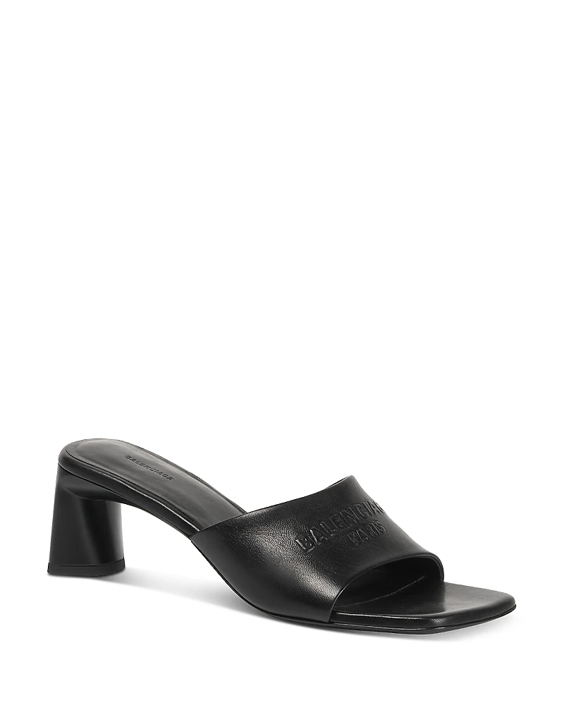 Balenciaga Women's Logo High Heel Slide Sandals