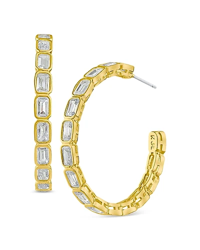 Cz By Kenneth Jay Lane Bezel Set Hoop Earrings