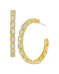 Cz By Kenneth Jay Lane Bezel Set Hoop Earrings