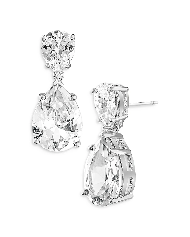 Cz By Kenneth Jay Lane Double Pear Drop Earrings