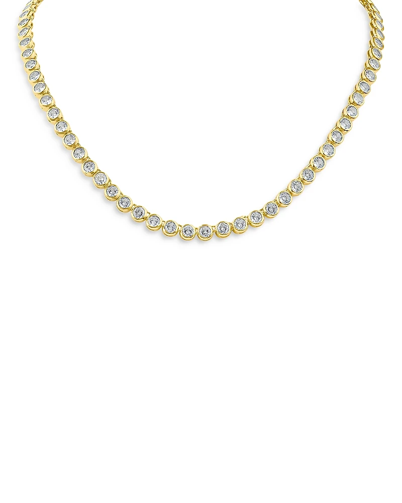 Cz By Kenneth Jay Lane Round Bezel Set Tennis Necklace, 16