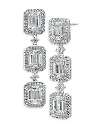 Cz By Kenneth Jay Lane Baguette Triple Tier Earrings