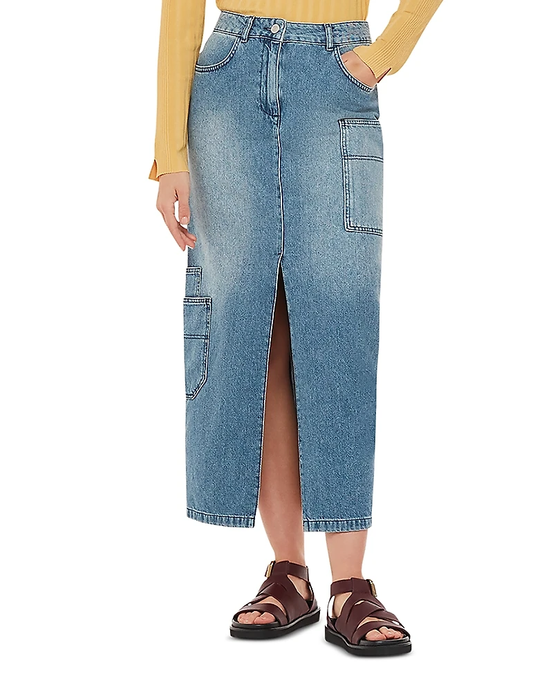 Whistles Cora Utility Cotton Denim Maxi Skirt