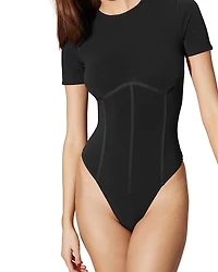Fleur du Mal Short Sleeve Thong Bodysuit
