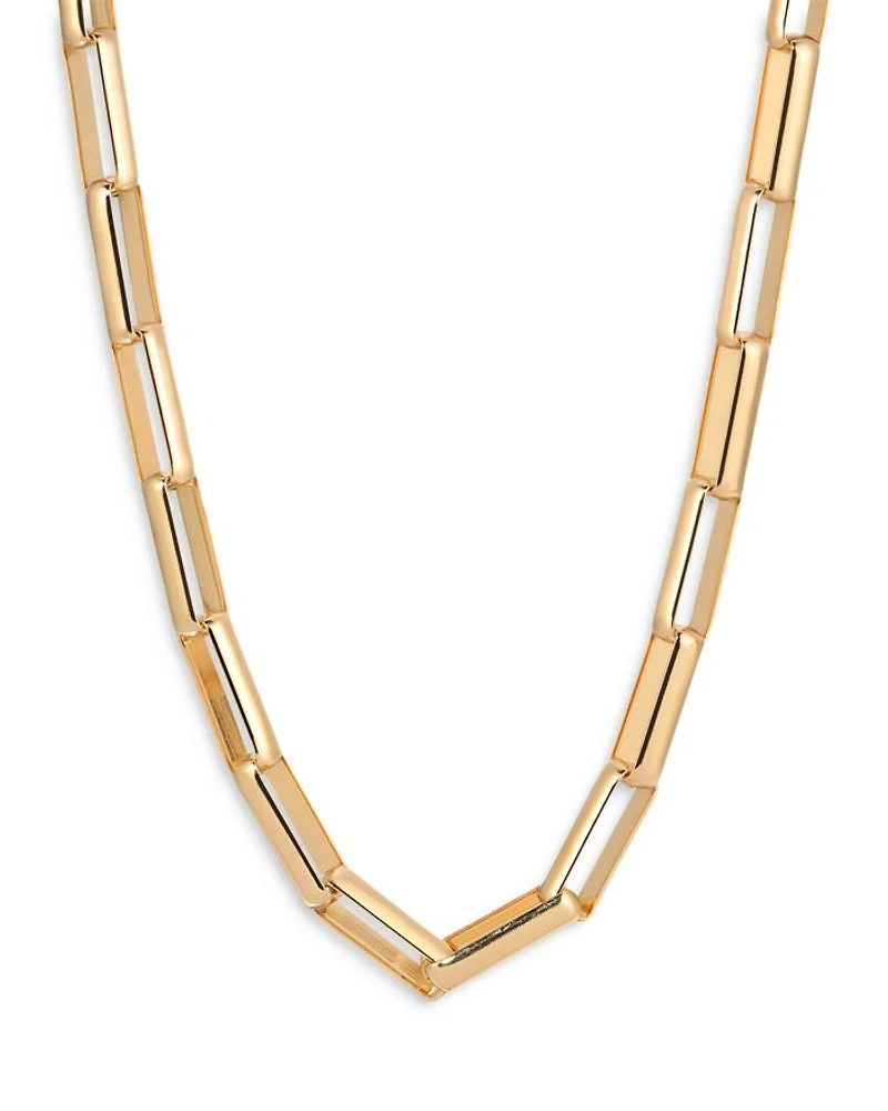 Rectangular Link Chain Necklace, 17"