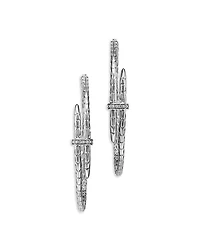 Sterling Silver Diamond Spear Hoop Earrings