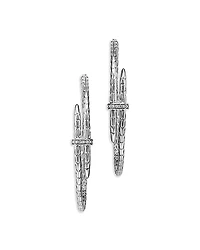 John Hardy Sterling Silver Diamond Spear Large Hoop Earrings