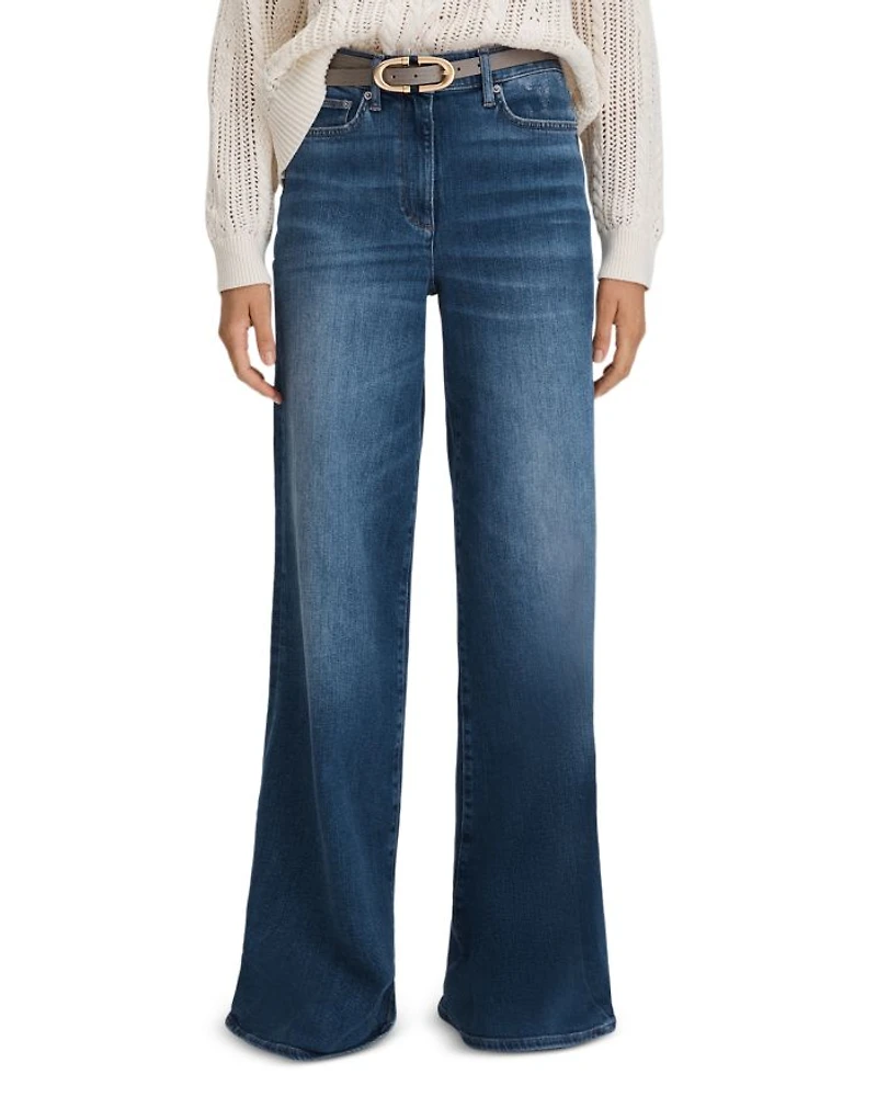 Petite Ameria Wide Leg Jeans Mid Blue
