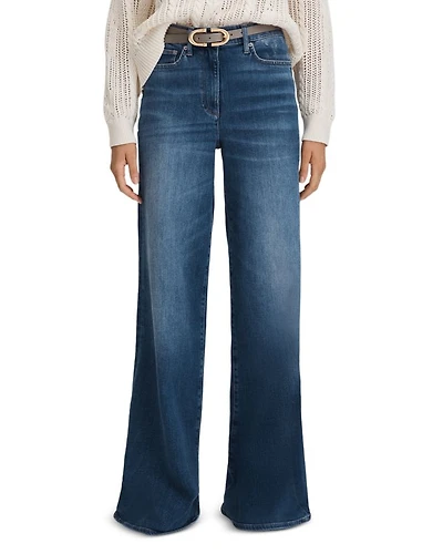 Petite Ameria Wide Leg Jeans Mid Blue
