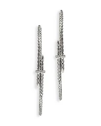 Sterling Silver Spear Diamond Bypass Hoop Earrings