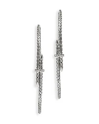 John Hardy Sterling Silver Spear Diamond Bypass Hoop Earrings