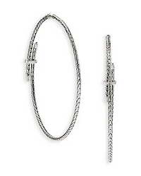 Sterling Silver Spear Diamond Bypass Hoop Earrings
