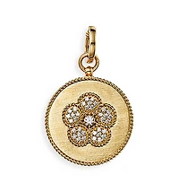 18K Yellow Gold Daisy Diamond Flower Medallion Pendant - Exclusive