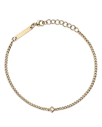 Zoe Chicco 14K Yellow Gold Princess Diamonds Diamond Solitaire Curb Chain Bracelet, 0.06 tcw