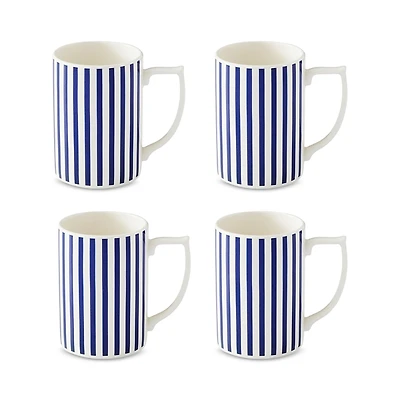 Spode Blue Italian Steccato Narrow Stripe Mugs, Set of 4