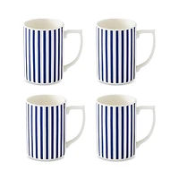 Spode Blue Italian Steccato Narrow Stripe Mugs, Set of 4