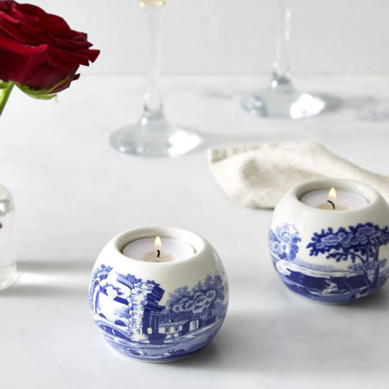 Blue Italian Tealight Holders, Set of 2