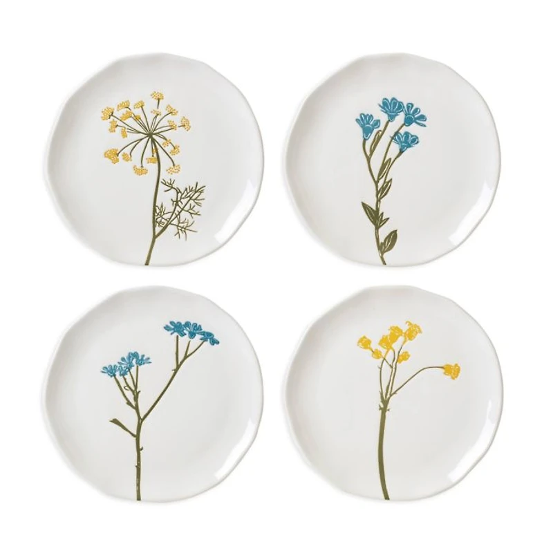 Wildflowers Tidbit Plates, Set of 4