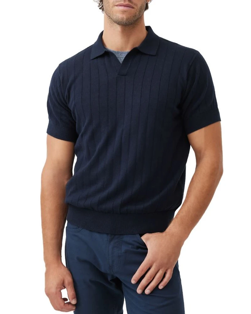 Freys Crescent Knit Short Sleeve Polo Sweater