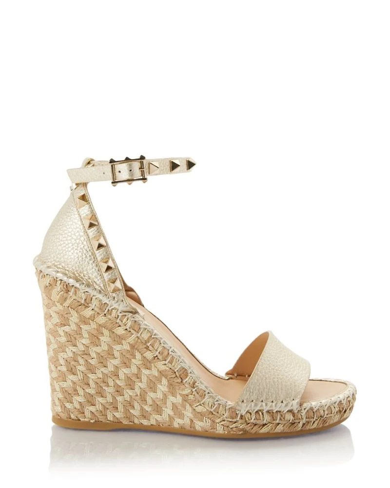 Women's Pyramid Studded Espadrille Wedge Heel Sandals