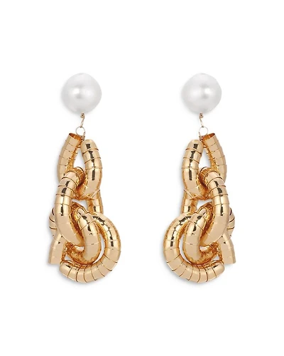 Liquid Link Cultured Freshwater Pearl Drop Earrings in 18K Gold Plated