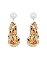 Liquid Link Cultured Freshwater Pearl Drop Earrings in 18K Gold Plated