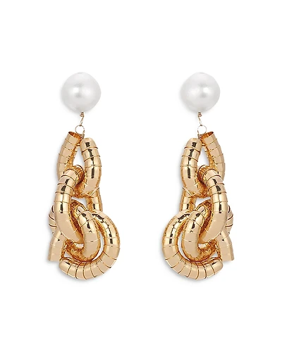 Ettika Liquid Link Pearl Drop Earrings