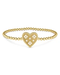 Roberto Coin 18K Yellow Gold Diamond Venetian Princess Heart Beaded Stretch Bracelet