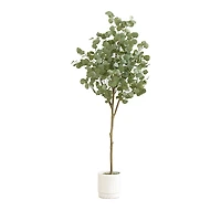 Nearly Natural 6ft. Artificial Eucalyptus Tree with White Decorative Planter