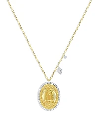 Meira T 14K Yellow & White Gold Diamond Saint Guadalupe Pendant Necklace, 18