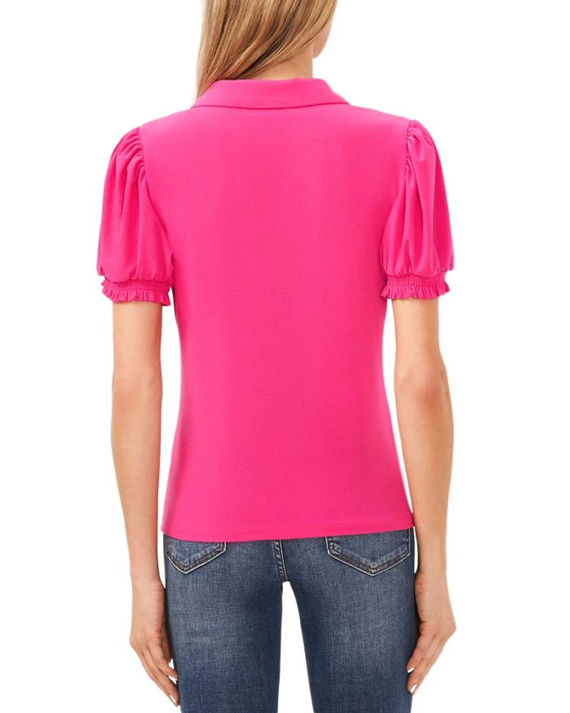 Collared Split Neck Top