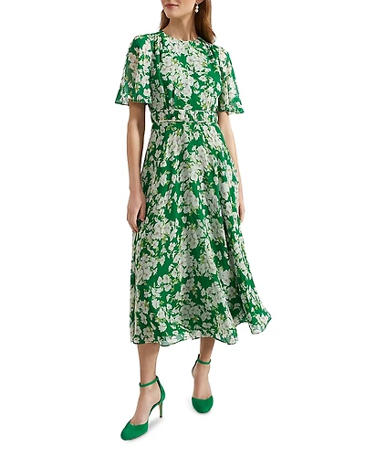 Hobbs London Bronwyn Floral Print Silk Midi Dress