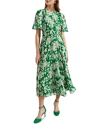 Hobbs London Bronwyn Floral Print Silk Midi Dress