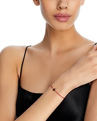 14K Yellow Gold Midi Bitty Ladybug Red Cord Bracelet