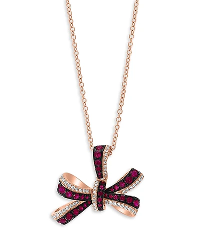Bloomingdale's Fine Collection Ruby & Diamond Bow Pendant Necklace