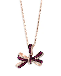 Bloomingdale's Fine Collection Ruby & Diamond Bow Pendant Necklace