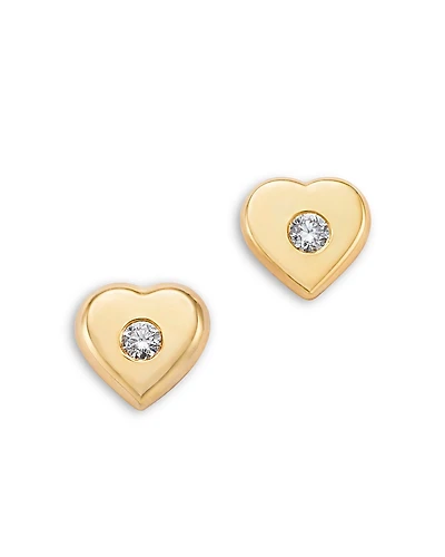 Zoe Chicco 14K Yellow Gold Feel the Love Diamond Heart Stud Earrings