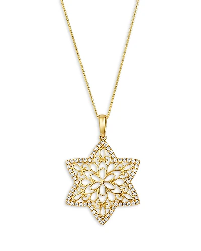 Bloomingdale's Fine Collection Champagne Diamond Filigree Star Pendant Necklace