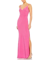 Rhinestone Embellished V-Neck Gown