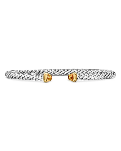 David Yurman Sterling Silver & 14K Yellow Gold Cable Flex Citrine Bracelet, 4mm