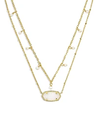 Kendra Scott Elisa Cultured Freshwater Pearl & Drusy Stone Adjustable Layered Necklace, 19