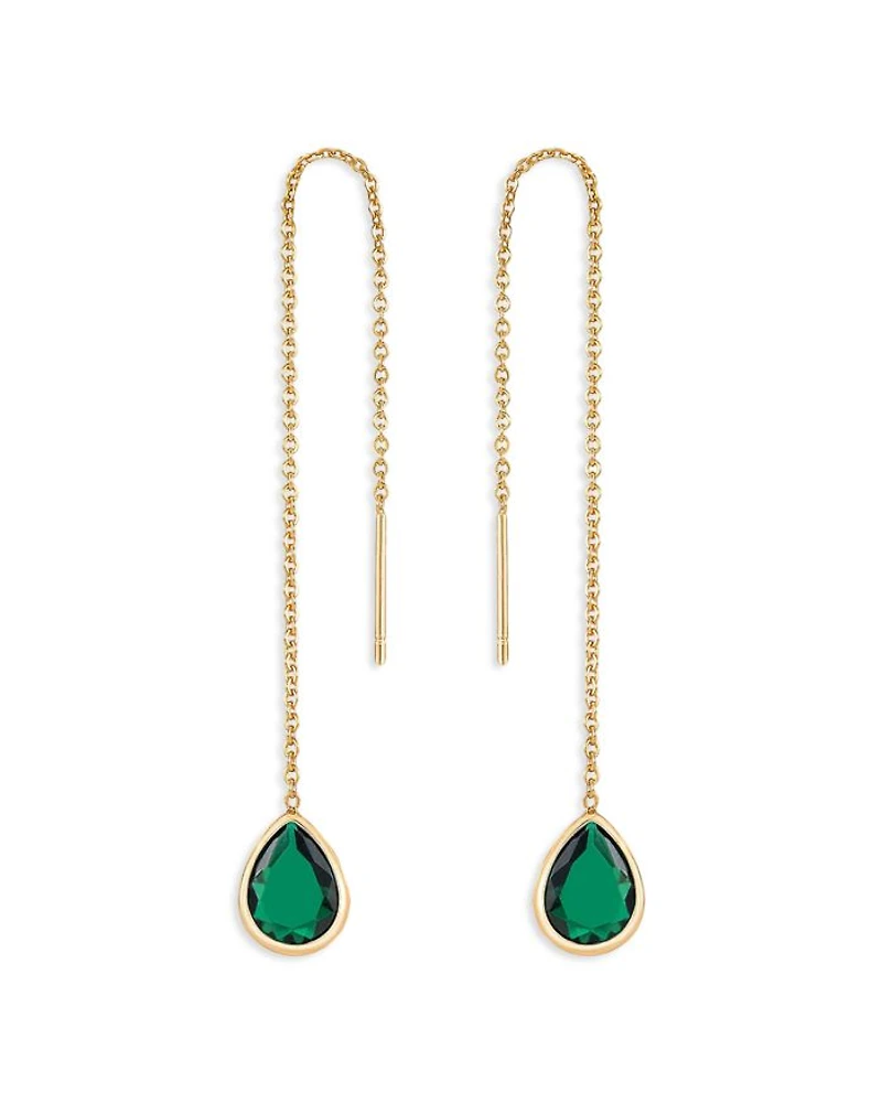 Barely There Chain & Color Cubic Zirconia Threader Earrings