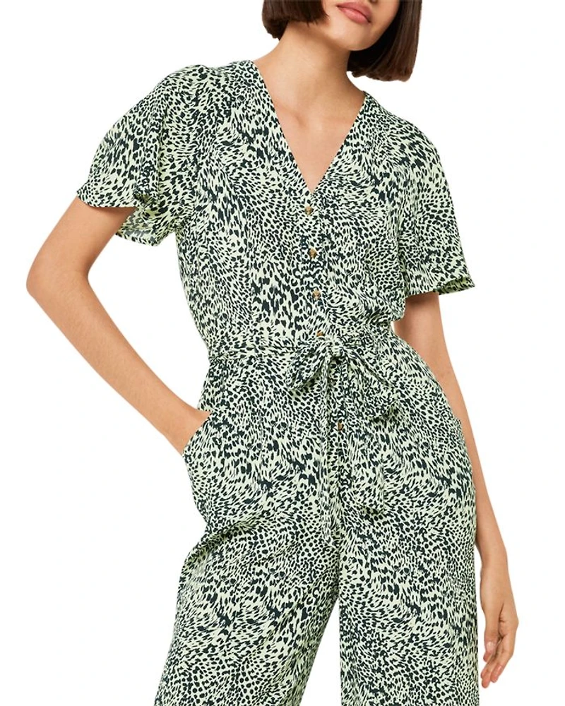 Diagonal Leopard Print Jumpsuit