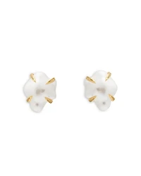Pronged Imitation Pearl Stud Earrings, 1"L