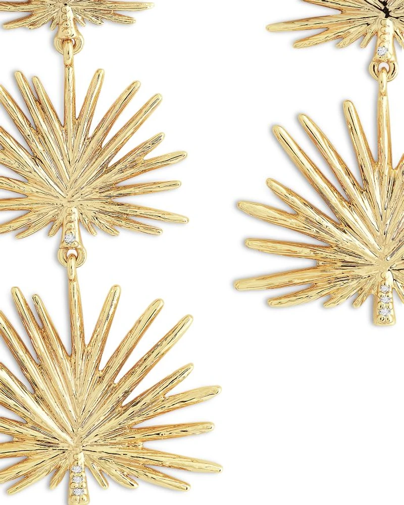 Pavé Fan Palm Triple Drop Earrings