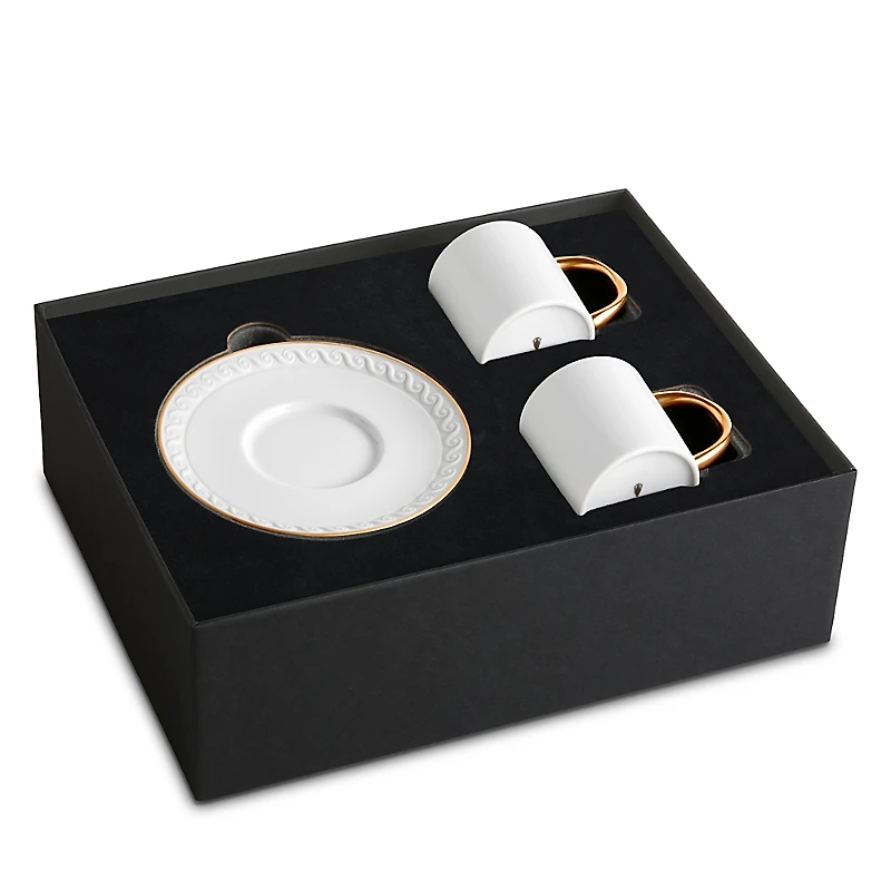 L'Objet Neptune Gold Trim Espresso Cup & Saucer